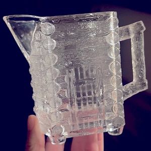 Antique Central Glass Co Log Cabin 1875 Syrup, Water Pitcher, Vase